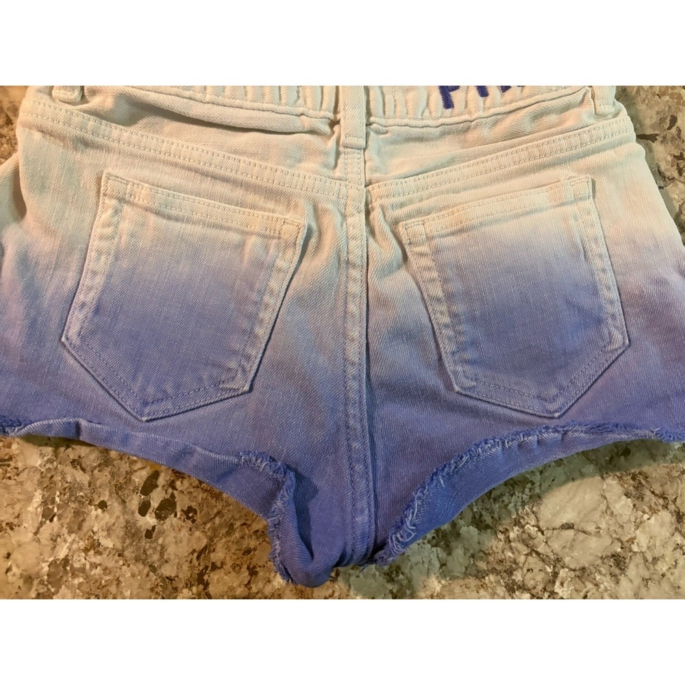Victoria's Secret PINK Tie Dye Y2K Women's Denim Booty Shorts Purple White SZ 0‎ - Picture 9 of 12